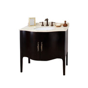 Bellaterra Home 203037-ES 36" vanity, Espresso, cream marble top, front view on a white background