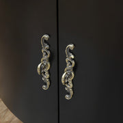 Bellaterra Home 203037-ES 36" vanity, Espresso, cream marble top, door and hardware close-up