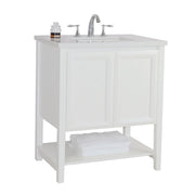 Bellaterra Home 203054A-WH 31" vanity, White, white engineered stone top, front view on a white background