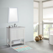 Bellaterra Home 203054A-WH 31" vanity, White, white engineered stone top, installed in a bathroom
