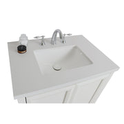 Bellaterra Home 203054A-WH 31" vanity, White, white engineered stone top, countertop and sink close-up