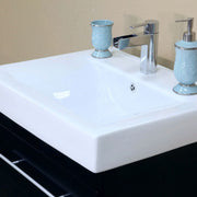 Bellaterra Home 203102-D 48.5" vanity, Black, white ceramic top, countertop and sink close-up
