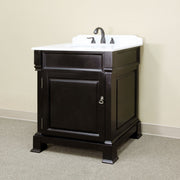 Bellaterra Home 205030-ES 30" vanity, Espresso, white marble top, front view on a white background