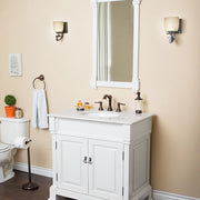 Bellaterra Home 205036-WH 36" vanity, White with rubbed edges, white marble top, installed in a bathroom