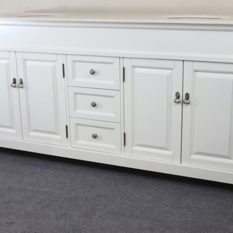 Bellaterra Home 205072-D-CR 72" vanity, Cream White with rubbed edges, cream marble top, front