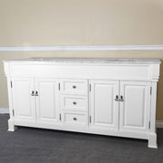 Bellaterra Home 205072-D-WH 72" vanity, White with rubbed edges, white marble top, front