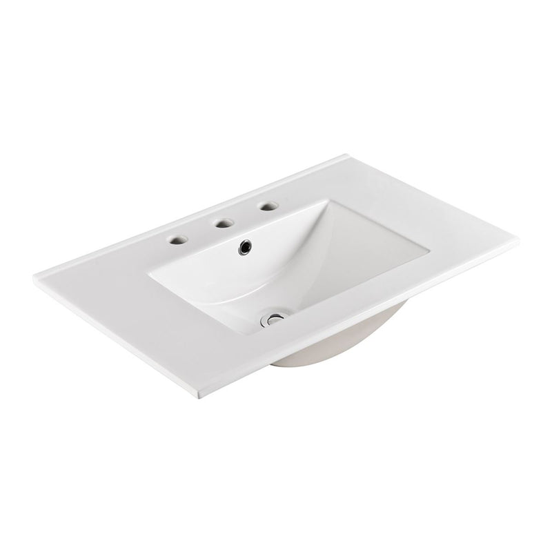 Bellaterra Home 303018 30" ceramic vanity top, front view on a white background