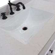 Bellaterra Home 3922-BL-WH-AQ Lagos 39" vanity, White, white engineered stone top, countertop and sink close-up