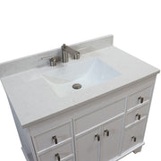 Bellaterra Home 3922-BN-WH-AQ Lagos 39" vanity, White, white engineered stone top, countertop edge close-up