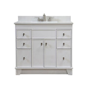 Bellaterra Home 3922-BN-WH-AQ Lagos 39" vanity, White, white engineered stone top, front view on a white background