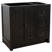 Bellaterra Home 400100-36L-BA Plantation 36" vanity cabinet, Brown Ash, front view on a white background
