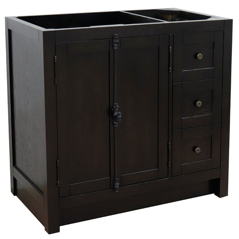Bellaterra Home 400100-36L-BA Plantation 36" vanity cabinet, Brown Ash, front view on a white background