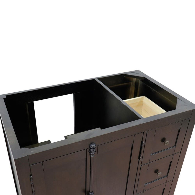 Bellaterra Home 400100-36L-BA Plantation 36" vanity cabinet, Brown Ash, top open view