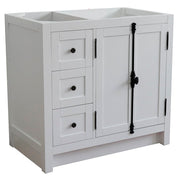 Bellaterra Home 400100-36R-GA Plantation 36" vanity cabinet, Glacier Ash, front view on a white background