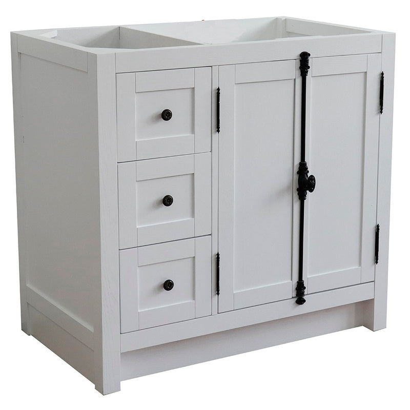 Bellaterra Home 400100-36R-GA Plantation 36" vanity cabinet, Glacier Ash, front view on a white background