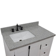 Bellaterra Home 400100-37L-GA-GYR Plantation 37" vanity, Glacier Ash, gray granite top, countertop and sink close-up