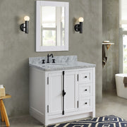 Bellaterra Home 400100-37L-GA-WMO 37" vanity, Glacier Ash, White Carrara top, left doors, installed in a bathroom