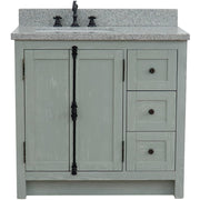 Bellaterra Home 400100-37L-GYA-GYR Plantation 37" vanity, Gray Ash, gray granite top, front