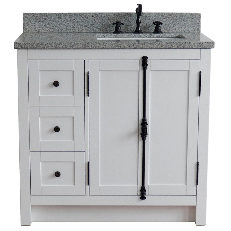 Bellaterra Home 400100-37R-GA-GYR Plantation 37" vanity, Glacier Ash, gray granite top, front