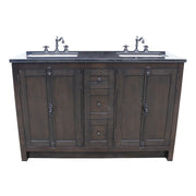 Bellaterra Home 400100-55-BA-BG Plantation 55" vanity, Brown Ash, Black Galaxy granite top, front