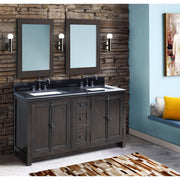 Bellaterra Home 400100-55-BA-BG Plantation 55" vanity, Brown Ash, Black Galaxy granite top, installed in a bathroom