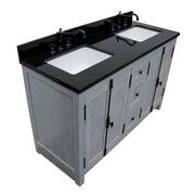 Bellaterra Home 400100-55-GYA-BG Plantation 55" vanity, Gray Ash, Black Galaxy granite top, elevated angle