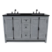 Bellaterra Home 400100-55-GYA-BG Plantation 55" vanity, Gray Ash, Black Galaxy granite top, front