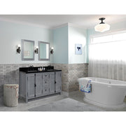 Bellaterra Home 400100-55-GYA-BG Plantation 55" vanity, Gray Ash, Black Galaxy granite top, installed in a bathroom