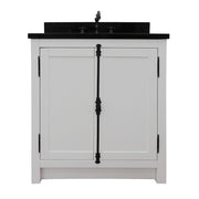 Bellaterra Home 400100-GA-BGO Plantation 31" vanity, Glacier Ash, Black Galaxy granite top, front