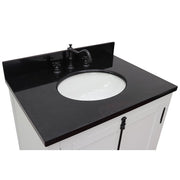Bellaterra Home 400100-GA-BGO Plantation 31" vanity, Glacier Ash, Black Galaxy granite top, countertop and sink close-up