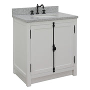 Bellaterra Home 400100-GA-GYO Plantation 31" vanity, Glacier Ash, gray granite top, front view on a white background