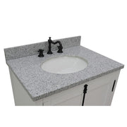 Bellaterra Home 400100-GA-GYO Plantation 31" vanity, Glacier Ash, gray granite top, countertop and sink close-up