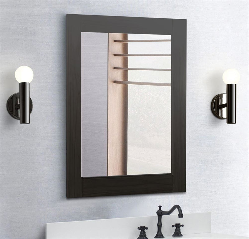 Bellaterra Home 400100-M-BA Plantation 24" rectangular mirror, Brown, installed in a bathroom