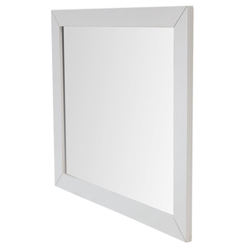Bellaterra Home 400100-M-GA Plantation 24" rectangular mirror, White, angled view on a white background
