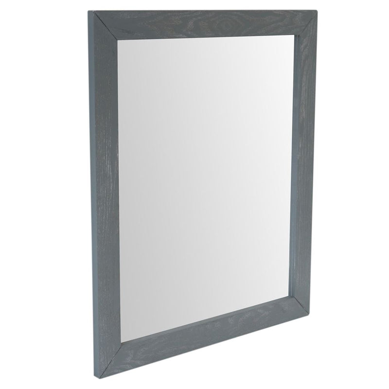 Bellaterra Home 400100-M-GYA Plantation 24" rectangular mirror, Gray, angled view on a white background