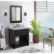 Bellaterra Home 400101-BA-GYO Plantation 31" vanity, Brown Ash, gray granite top, installed in a bathroom