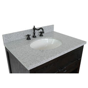 Bellaterra Home 400101-BA-GYO Plantation 31" vanity, Brown Ash, gray granite top, countertop and sink close-up