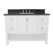 Bellaterra Home 400300-WH-BGR Monterey 49" vanity, White, Black Galaxy granite top, front view on a white background