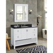 Bellaterra Home 400300-WH-BGR Monterey 49" vanity, White, Black Galaxy granite top, installed in a bathroom