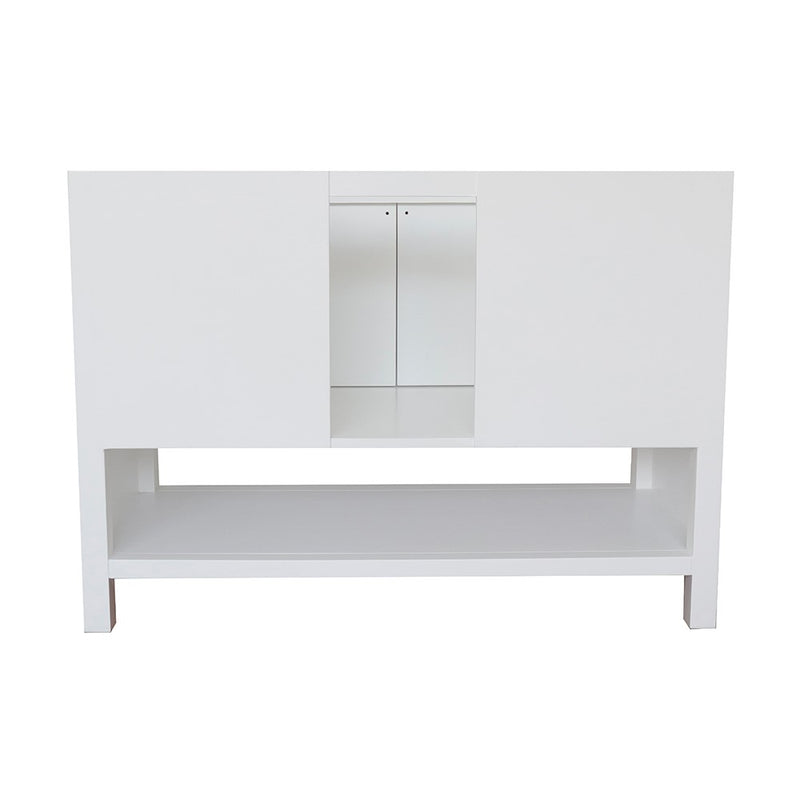 Bellaterra Home 400300-WH-BGR Monterey 49" vanity, White, Black Galaxy granite top, rear view