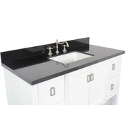 Bellaterra Home 400300-WH-BGR Monterey 49" vanity, White, Black Galaxy granite top, countertop and sink close-up
