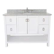 Bellaterra Home 400300-WH-GYO Monterey 49" vanity, White, gray granite top, front view on a white background