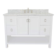 Bellaterra Home 400300-WH-WMO Monterey 49" vanity, White, White Carrara marble top, front view on a white background