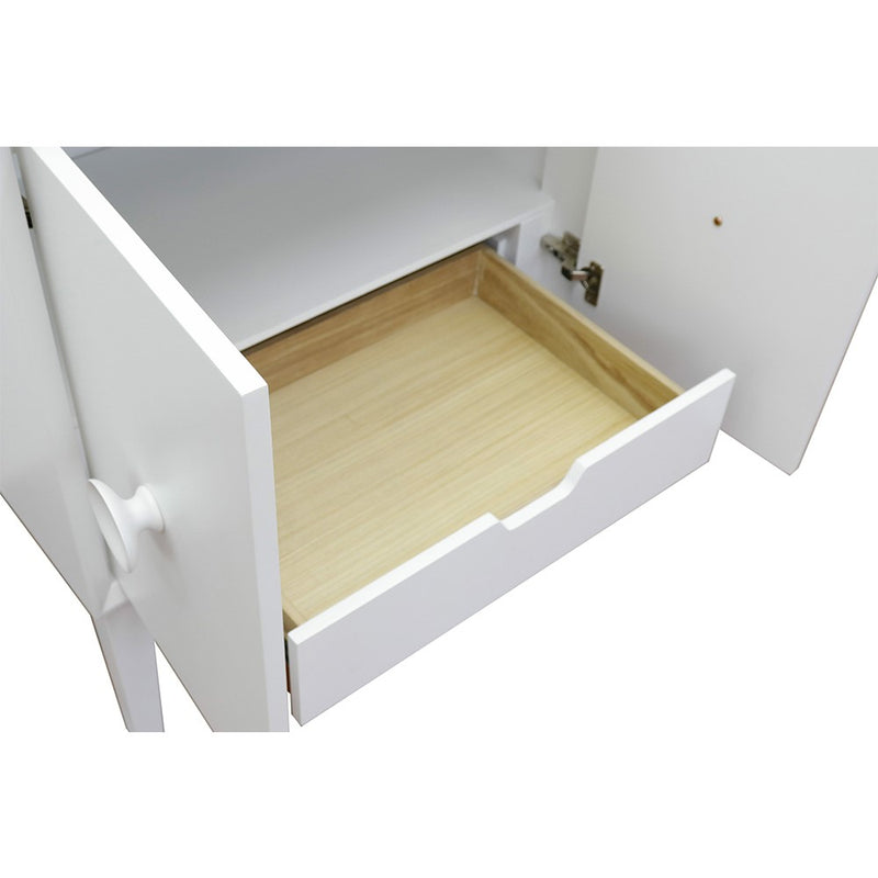 Bellaterra Home 400400-WH Stora 30" vanity cabinet, White, angled view with the drawer open