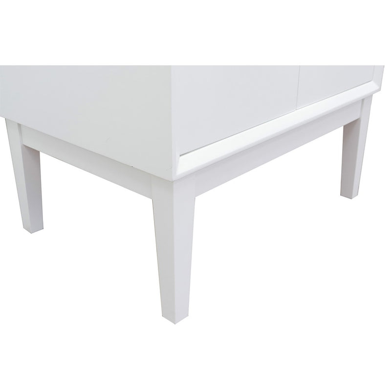 Bellaterra Home 400400-WH Stora 30" vanity cabinet, White, leg and base close-up
