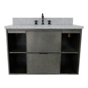 Bellaterra Home 400502-CAB-LY-GYO Paris Exposed 37" vanity, Linen Gray, gray granite top, front view on a white background