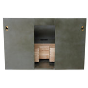Bellaterra Home 400502-CAB-LY-WMRD Paris Exposed 37" vanity, Linen Gray, White Carrara marble top, rear view