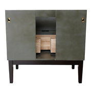 Bellaterra Home 400502-LY-GYRD Paris Exposed 37" vanity, Linen Gray, gray granite top, rear view