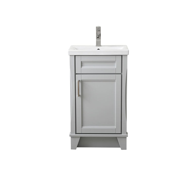 Bellaterra Home 400700-20-LG-CE Terni 20" vanity, Light Gray, ceramic top, front view on a white background