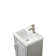Bellaterra Home 400700-20-LG-CE Terni 20" vanity, Light Gray, ceramic top, countertop and sink close-up